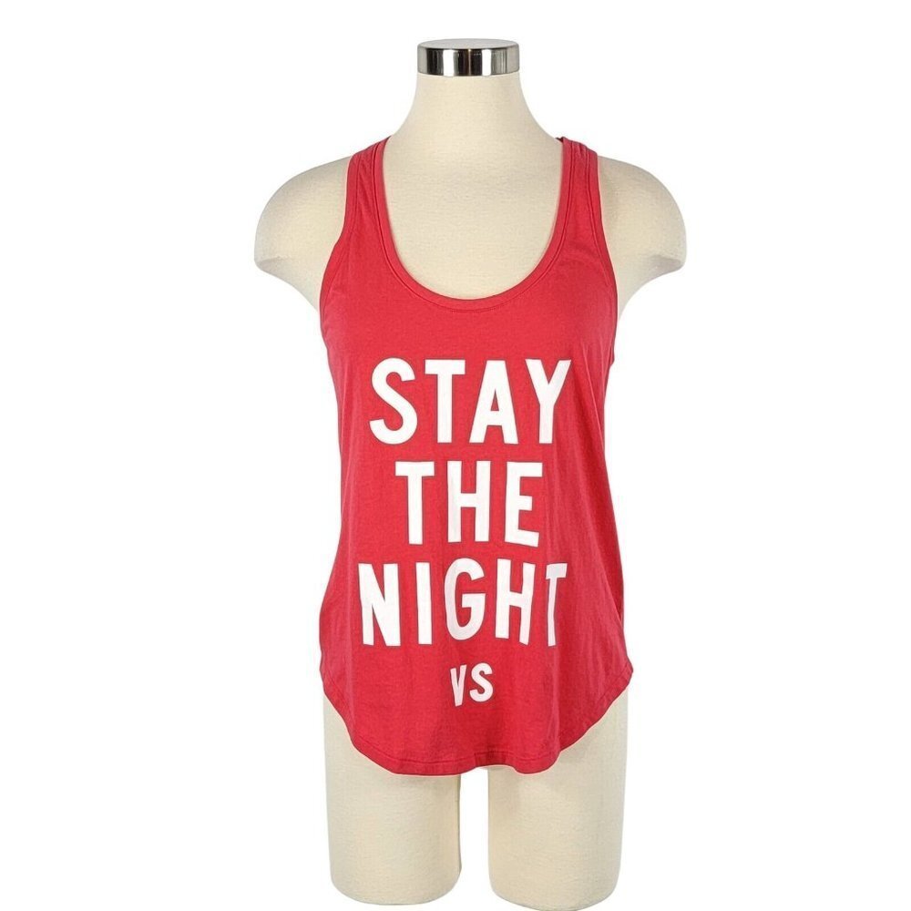 Victorias Secret Stay The Night Racerback Tank Top Womens Size Small Red Pink